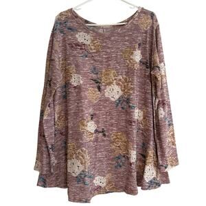 Curvy Lily 2X women’s long sleeve soft floral top